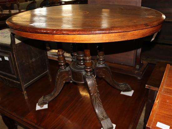 Victorian inlaid walnut loo table(-)